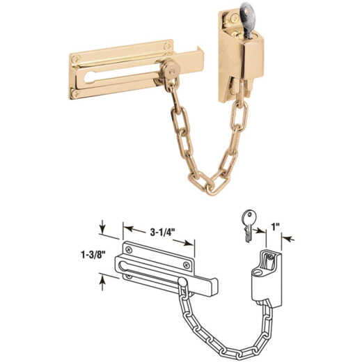 Defender Security Polished Brass Keyed Chain Door Lock