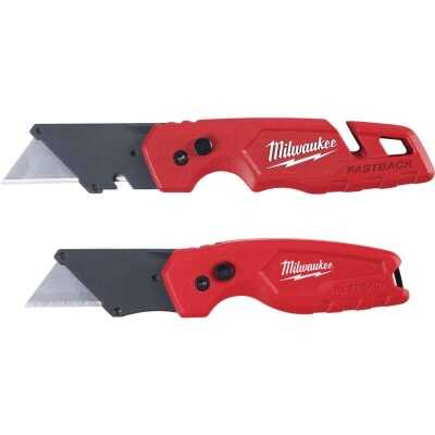 Milwaukee FASTBACK Folding Utility Knife w/Storage and Compact Folding Utility Knife (2-Pack)