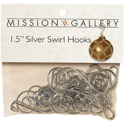 Gerson 1-1/2 In. Silver Swirl Ornament Hooks (24-Pack)